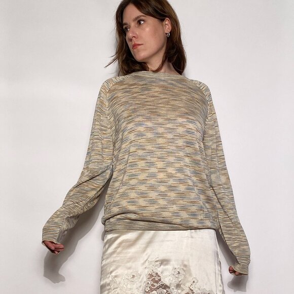 Vintage Y2K MISSONI Thin Knit Neutral SPACE DYE Sweater! Men's Medium, Women's L - Picture 4 of 8